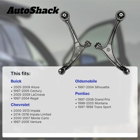 AutoShack Front Right Lower Control Arm with Ball Joint Assembly for Chevrolet Monte Carlo Venture Impala Limited Buick LaCrosse Century Regal Pontiac Grand Prix V6 FWD | Passenger Side CAK1215 in Saudi Arabia