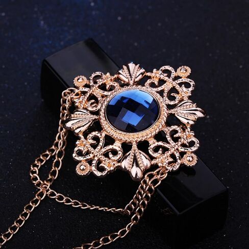 Gold Tone Crystal Brooch for Men,Vintage Tassels Pin Brooch Statement Rhinestones Multicolor Gemstone Engraving Corsage Fashion Suit Pins in Kuwait