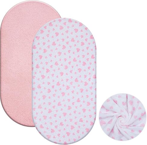 2 Pack Baby Bassinet Sheets 15 x 33 Inches Soft and Warm Flannel Crib Sheet for Winter, Fit for Rectangle, Hourglass or Oval Bassinet Bed Pads or Mattresses, Gray and White in Saudi Arabia