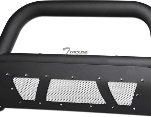 7422441453499 Compatible with 2019-2021 Chevy Silverado GMC Sierra 1500/2022 LTD Limited Matte Black Studded Mesh Style Bull Bar Guard with Skid Plate in Saudi Arabia