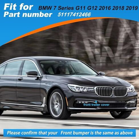 غطاء خطاف سحب المصد الأمامي للسيارة غطاء عين السحب لسيارة BMW 7 Series G11 G12 2016 2018 2019 51117412466 【لا ينطبق على الإصدار الرياضي 】(غير مطلي، جانب الركاب الأيمن) غطاء خطاف السحب in Kuwait