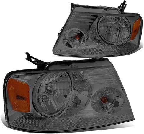 DNA Motoring HL-OH-F1504-SM-AM Smoke Lens Amber Headlights Replacement Compatible with 04-08 F-150/06-08 Mark LT in Saudi Arabia
