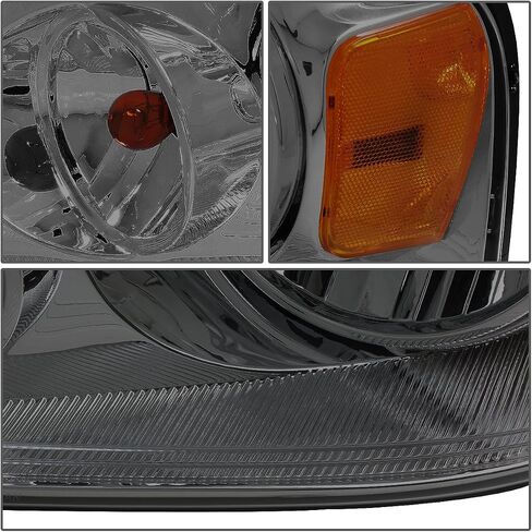 DNA Motoring HL-OH-F1504-SM-AM Smoke Lens Amber Headlights Replacement Compatible with 04-08 F-150/06-08 Mark LT in Saudi Arabia