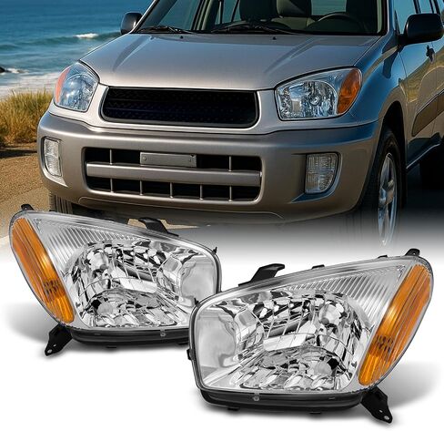 AKKON - For 2001-2003 Toyota RAV4 Clear Headlights Head Lamps Driver and Passenger Side Replacement Pair in Kuwait