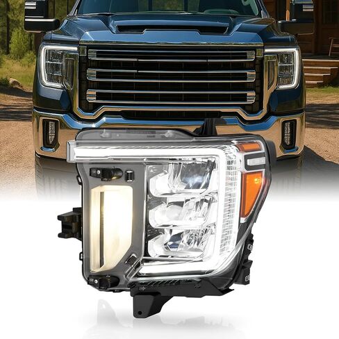 AKKON - Fit 2020 2021 2022 2023 GMC Sierra 2500HD 3500HD للخدمة الشاقة مع إشارة الهالوجين - مصباح أمامي LED DRL للمصابيح الأمامية طراز OE للركاب يمين الاستبدال المباشر in Kuwait