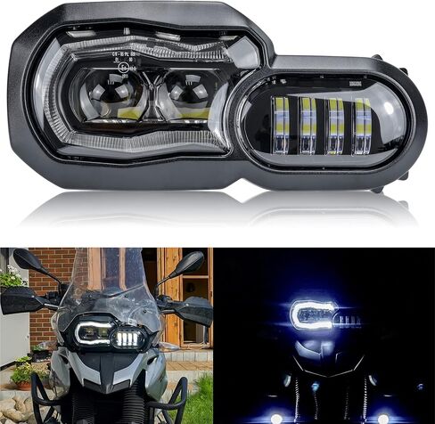 SAUTVS LED Headlight Assembly for F800GS, E-Mark Approved Head Light Front Lamp with High-Low Beams DRL for BMW F800GS / F800R / F700GS / F650GS Accessories in Saudi Arabia