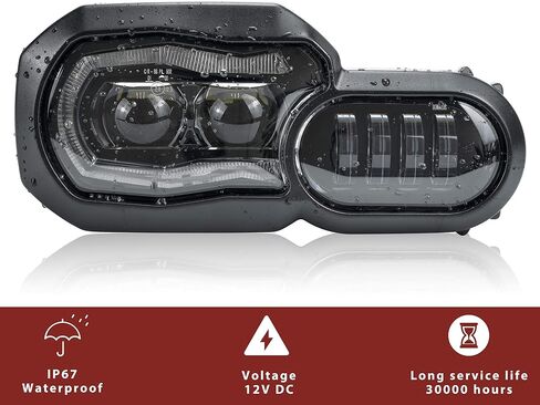 SAUTVS LED Headlight Assembly for F800GS, E-Mark Approved Head Light Front Lamp with High-Low Beams DRL for BMW F800GS / F800R / F700GS / F650GS Accessories in Saudi Arabia