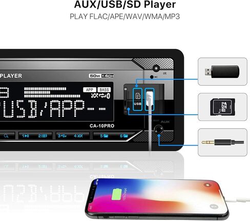 Single Din CarPlay Stereo Receiver: 6.5 Inch Android Auto Touchscreen - Bluetooth MirrorLink IPS Display AM FM Radio Type-C Charge USB AUX-in HD Backup Camera Input Audio Output in Saudi Arabia