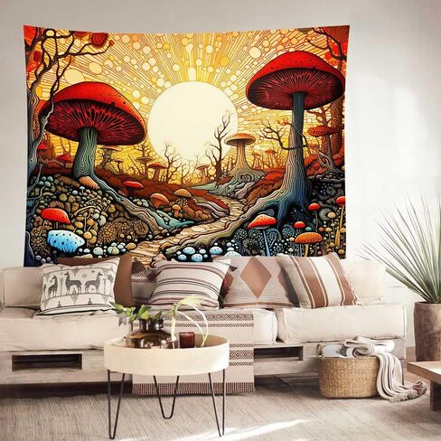 RichIdeas Mushroom Taestry Sun Nature Tapestries for Bedroom Fantasy Mushroom Forest Wall Hanging Decoration Tapestry Kids Girl Living Room Dorm Decor 80x60 Inches in Saudi Arabia