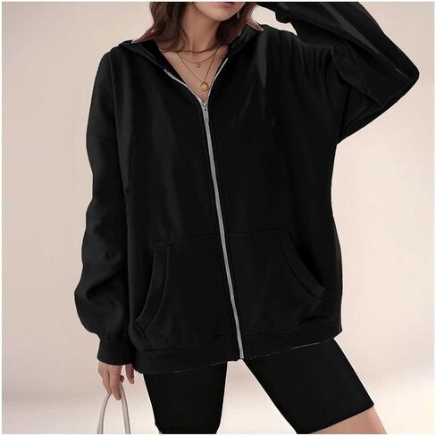 Zip Up Hoodie Women, 2025 Oversized Sweatshirt Long Sleeve Light Jackets Lightweight Y2K Cute Hoodies Winter Clothing in Saudi Arabia