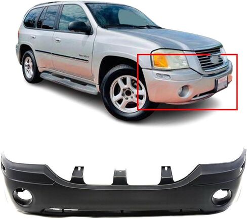 FitParts متوافق مع غطاء المصد الأمامي 2002-2009 GMC Envoy SLE SLT 02-09. جديدة ومعدة وجاهزة للطلاء. مع فتحات مصابيح الضباب. GM1000641 88937036 2003 2004 2005 2006 2007 2008 in Saudi Arabia