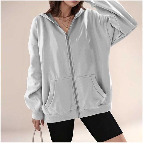 Zip Up Hoodie Women, 2025 Oversized Sweatshirt Long Sleeve Light Jackets Lightweight Y2K Cute Hoodies Winter Clothing in Saudi Arabia