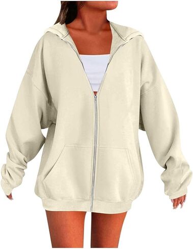 Zip Up Hoodie Women, 2025 Oversized Sweatshirt Long Sleeve Light Jackets Lightweight Y2K Cute Hoodies Winter Clothing in Saudi Arabia
