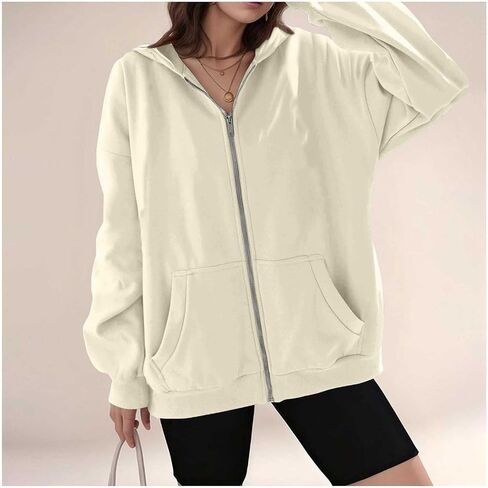 Zip Up Hoodie Women, 2025 Oversized Sweatshirt Long Sleeve Light Jackets Lightweight Y2K Cute Hoodies Winter Clothing in Saudi Arabia