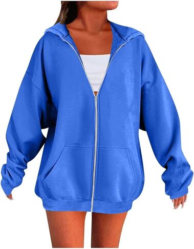 Zip Up Hoodie Women, 2025 Oversized Sweatshirt Long Sleeve Light Jackets Lightweight Y2K Cute Hoodies Winter Clothing in Saudi Arabia