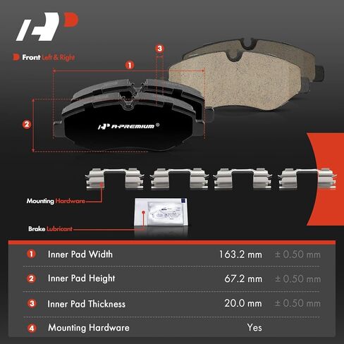 A-Premium Front Ceramic Disc Brake Pads Set Compatible with Mercedes Benz Sprinter 2500 2010-2018, Metris 2016-2020 & Dodge Sprinter 2500 & Freightliner Sprinter 2500 & Volkswagen Crafter Van, 4 Pcs in Saudi Arabia