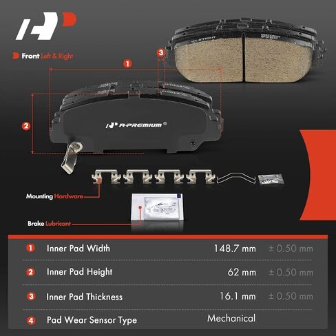 A-Premium Front Ceramic Disc Brake Pads Set Compatible with Honda Civic 2017-2020, Accord 2016-2017 & Acura RDX 2013-2018, ILX 2016-2022, RLX 2014-2020, 4 Pcs in Saudi Arabia