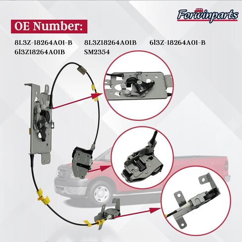 Rear Door Lock Latch with Cable Assembly Left Driver Side for 2004-2008 Ford F-150 Extended Cab Pickup Upper and Lower Locking Latches Assembly 6l3Z18264A01B 8L3Z18264A01B in Kuwait