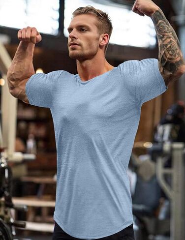Men Muscle Workout T Shirt Gym Bodybuilding Active Short Sleeve T-Shirt Fitted Hipster Tee Top in Saudi Arabia