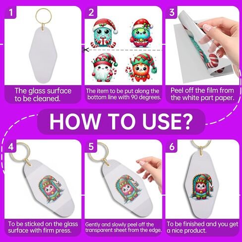 24PCS UV DTF Wraps for Motel Keychain,Christmas Cute Animals UV DTF Wrap Smooth and Durable, vivid colors for Hotel in Saudi Arabia