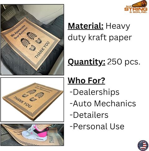 N. F. String & Son, Inc. Brown Paper Floor Mats For Cars 20"L x 16"W, Heavy-Duty, Disposable Auto Floor Mats for Cars, Auto Mechanics, Detailing Shops, Dealerships, Vehicle Carpet Protector (500 Pcs.) in Saudi Arabia