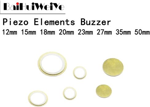 10PCS Piezo Elements Buzzer Sounder Sensor Trigger Drum Disc Copper Piezo Speaker 12MM 15MM 20MM 27MM 35MM 50MM Piezoelectric(50mm Brass) in Saudi Arabia