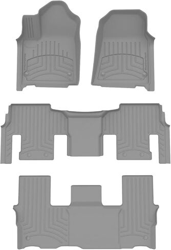 WeatherTech FloorLiner HP Custom Fit Floor Mats for Jeep Grand Wagoneer L, Wagoneer, Wagoneer L, Grand Wagoneer - Full Set (441704-1-5-6IM), Black in Kuwait