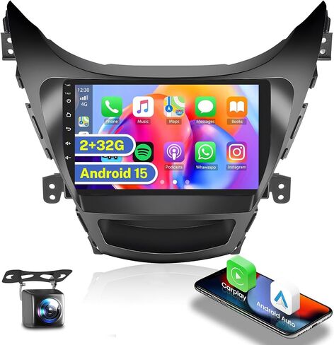 2+32G Android 13 Car Stereo CarPlay Radio for Hyundai Elantra 2011-2013, 9'' HD Touch Screen with Android Auto, AHD Backup Camera, Mirror Link, GPS, WiFi, DSP in Saudi Arabia