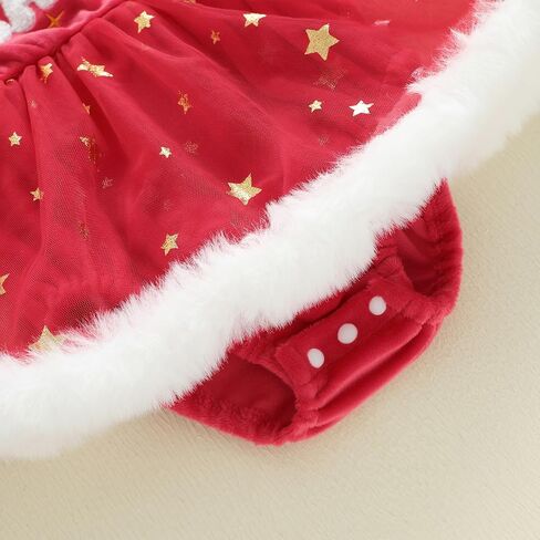 Baby Girl Christmas Outfit Newborn Infant Long Sleeve Romper Dress with Headband in Saudi Arabia