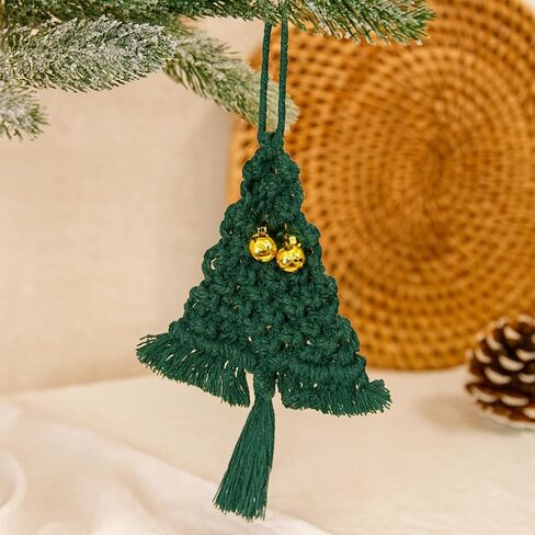 Handwoven Christmas Tapestry, Macrame Holiday with Festive Patterns, Bag Charm Car Accessory (Green) in Saudi Arabia
