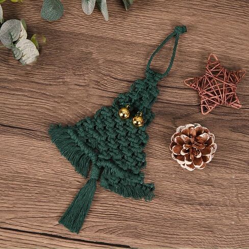 Handwoven Christmas Tapestry, Macrame Holiday with Festive Patterns, Bag Charm Car Accessory (Green) in Saudi Arabia