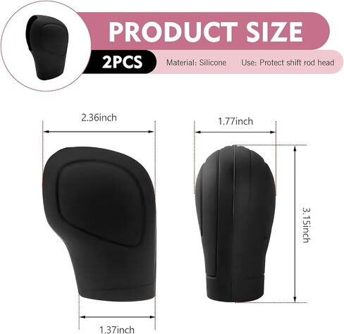 2 PCS Car Gear Shift Knob Cover, Anti-Slip Scratch-Resistant Auto Knob Gear Stick Protector, Comfortable Silicone Handbrake Shifter Interior Cover, Universal for Most Cars (Pink) in Kuwait