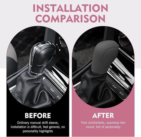 2 PCS Car Gear Shift Knob Cover, Anti-Slip Scratch-Resistant Auto Knob Gear Stick Protector, Comfortable Silicone Handbrake Shifter Interior Cover, Universal for Most Cars (Pink) in Kuwait