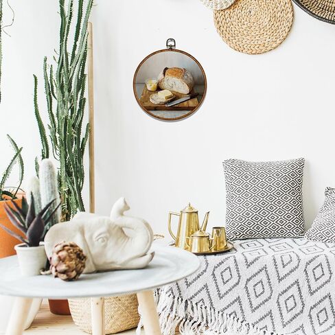BCUANGD Vintage Sourdough Bread Round Wall Art Decor - Retro Food Still Life Wall Art Canvas Frame Artwork Prints, Rustic Country Bakery Round Wall Hanging Decorations for Kitchen Home, 10"x10" in Kuwait