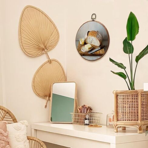 BCUANGD Vintage Sourdough Bread Round Wall Art Decor - Retro Food Still Life Wall Art Canvas Frame Artwork Prints, Rustic Country Bakery Round Wall Hanging Decorations for Kitchen Home, 10"x10" in Kuwait