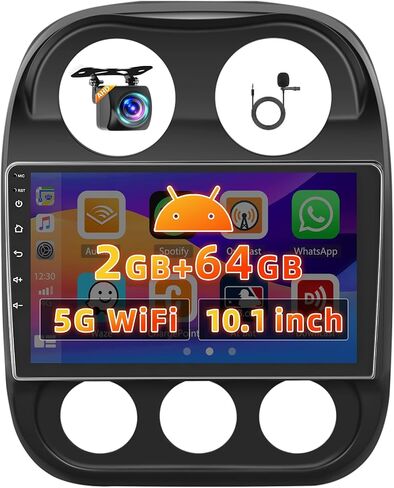 4+64GB for Jeep Patriot Compass 2010-2016 Android 13 Car Radio with Wireless Apple Carplay Android Auto, Hikity 10 1'' Touch Screen Stereo Support SIM Card GPS Bluetooth, EQ DSP, Backup Camera MIC in Saudi Arabia