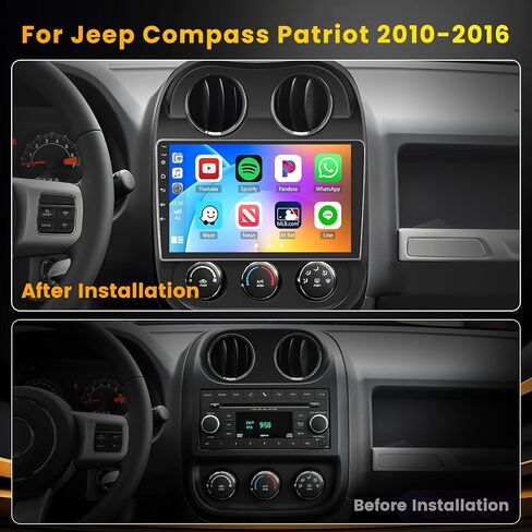 4+64GB for Jeep Patriot Compass 2010-2016 Android 13 Car Radio with Wireless Apple Carplay Android Auto, Hikity 10 1'' Touch Screen Stereo Support SIM Card GPS Bluetooth, EQ DSP, Backup Camera MIC in Saudi Arabia
