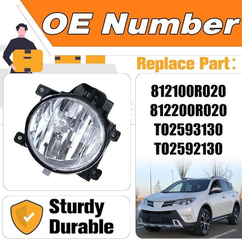 مجموعة مصابيح الضباب متوافقة مع مجموعة مصابيح الضباب الشفافة RAV4 2013 2014 2015 مع أسلاك تسخير ومفتاح، مصابيح هالوجين H16 12 فولت 19 وات عدسة شفافة in Saudi Arabia