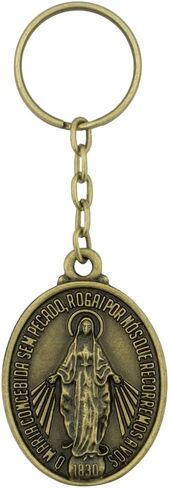 Miraculous Medal Keychain | Antique Gold-Tone Finish | Great Catholic Gift for First Communion, Confirmation, and Graduation | Car and House Key Accessory in Saudi Arabia