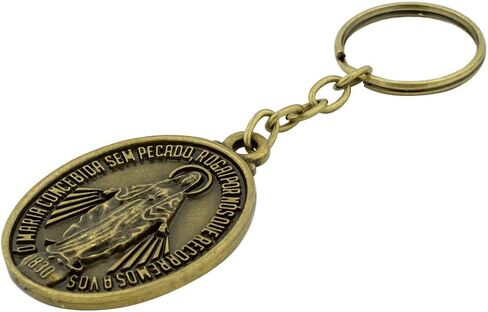Miraculous Medal Keychain | Antique Gold-Tone Finish | Great Catholic Gift for First Communion, Confirmation, and Graduation | Car and House Key Accessory in Saudi Arabia