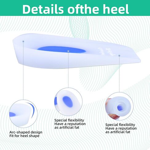 Premium Gel Heel Cups for Heel Pain Relief – Long-Lasting Silicone Inserts for Plantar Fasciitis, Heel Spurs, Achilles Tendonitis – All-Day Shock Absorption & Comfort for Men & Women (Milky White, M) in Kuwait