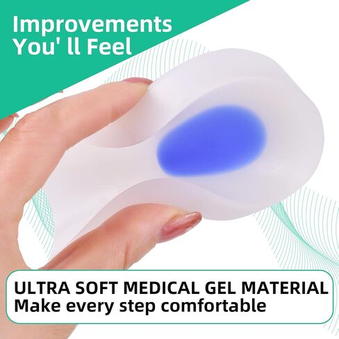Premium Gel Heel Cups for Heel Pain Relief – Long-Lasting Silicone Inserts for Plantar Fasciitis, Heel Spurs, Achilles Tendonitis – All-Day Shock Absorption & Comfort for Men & Women (Milky White, M) in Kuwait