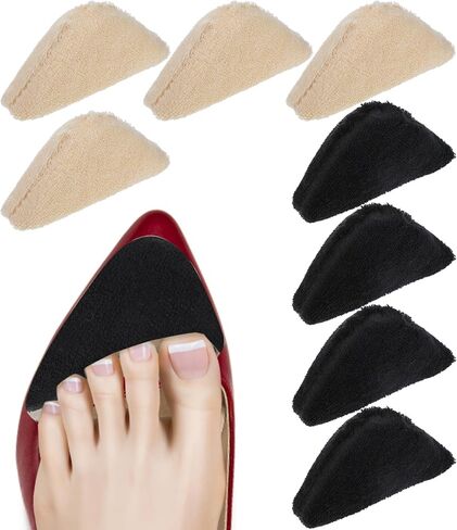 4 Pairs Shoe Filler, Adjustable Sponge Toe Filler Pads, Breathable Big Toe Plug Foot Brace, Reusable Shoe Inserts Fitters for Women, Girls High Heel, Men Shoes Too Big (Black, Skin Color) in Saudi Arabia