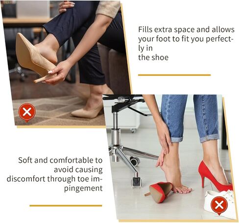 4 Pairs Shoe Filler, Adjustable Sponge Toe Filler Pads, Breathable Big Toe Plug Foot Brace, Reusable Shoe Inserts Fitters for Women, Girls High Heel, Men Shoes Too Big (Black, Skin Color) in Saudi Arabia