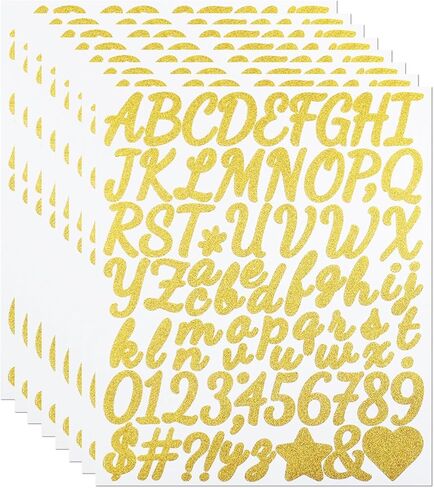 2 Inch Letter Stickers, 376 Pieces Shiny Self Adhesive Alphabet Number Sticker for Mailbox, Door, Truck and Outdoor, Waterproof Sticky Vinyl Symbol Stickers for DIY(8 Sheet Silver,Glitter) in Saudi Arabia