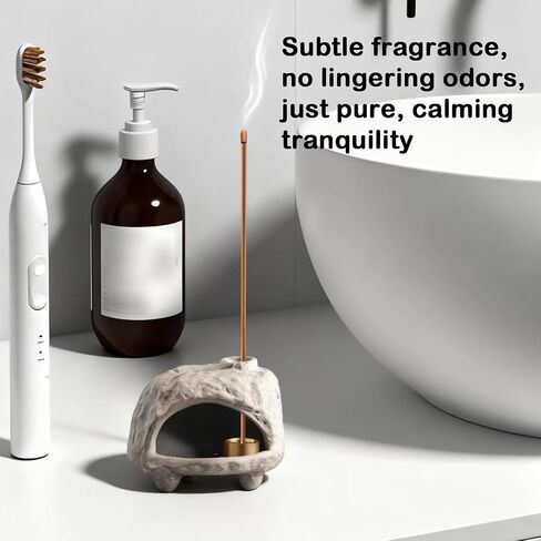 Pottery Palo Santo Holder & Ash Catcher,Rustic Texture Incense Burner,Wood Sticks Dish,Essential Oils Bowl,Cone Burner for Meditation,Yoga,Energy Cleansing,Unique Meditation&Home Decor Gift (Taupe) in Saudi Arabia