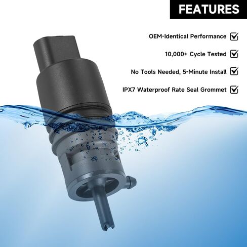 Windshield Washer Motor Pump for BMW 330i / 330xi / 330Ci / 325Ci / 325i 2001-2006 for BMW 328xi / 335xi 2007-2008 | High-Pressure Spraying | Replace Part 67128362154, 67-12-8-362-154 in Saudi Arabia