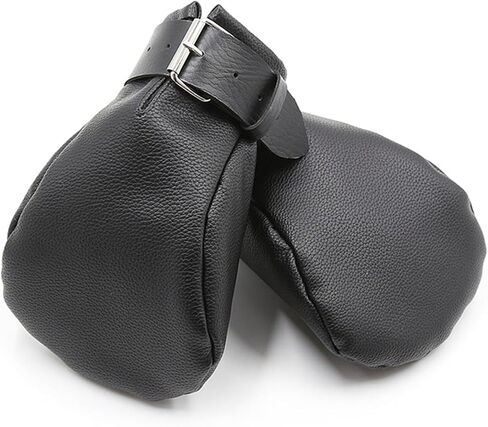 Generic Stand Out in Style with Black Leather Boxing Gloves - Adjustable Pin Buckle Bangles Included Stand Out in Style with Black Leather Boxing Gloves - Adjustable Pin Buckle Bangles Included in Saudi Arabia