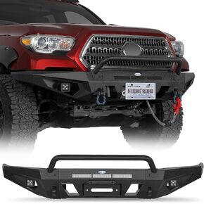 Hooke Road Tacoma Front Bumper Guard Bull Bar for 2016-2023 Toyota Tacoma 3rd Gen, Rock Crawl Steel Bumper with Winch Palte, D-ring Mounts & 2 LED Spot Lights in Saudi Arabia