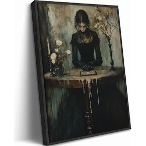 Framed Dark Academia Canvas Wall Art Gothic Victorian Woman Painting Picture Wall Decor Moody Occult Botanical Aesthetic Poster Print Artwork for Gallery Living Room Bedroom Home Decoration in Saudi Arabia